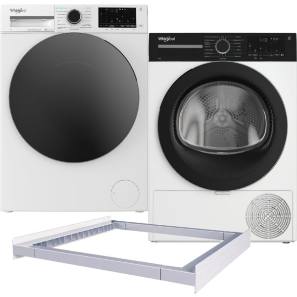 Фото - Комплект техники Whirlpool Стиральная машина с фронтальной загрузкой + Сушильная машина + Комплект креплений для установки в колонну Whirlpool WAM 762WBC UA + WPS 7 WBS UA + Iniversal Basic Stacking Kit FG (KCL103)